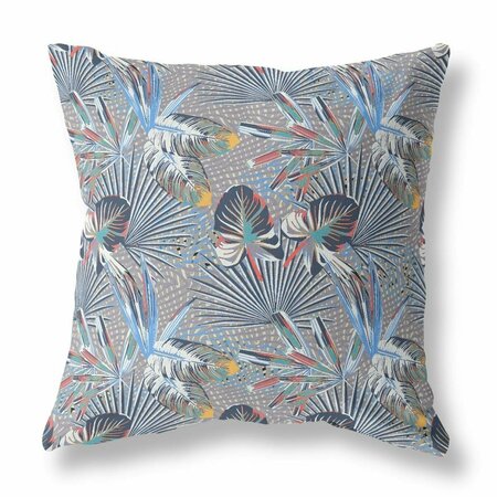 HOMEROOTS 20 in. Tropical Indoor & Outdoor Throw Pillow Indigo & Gray 414236